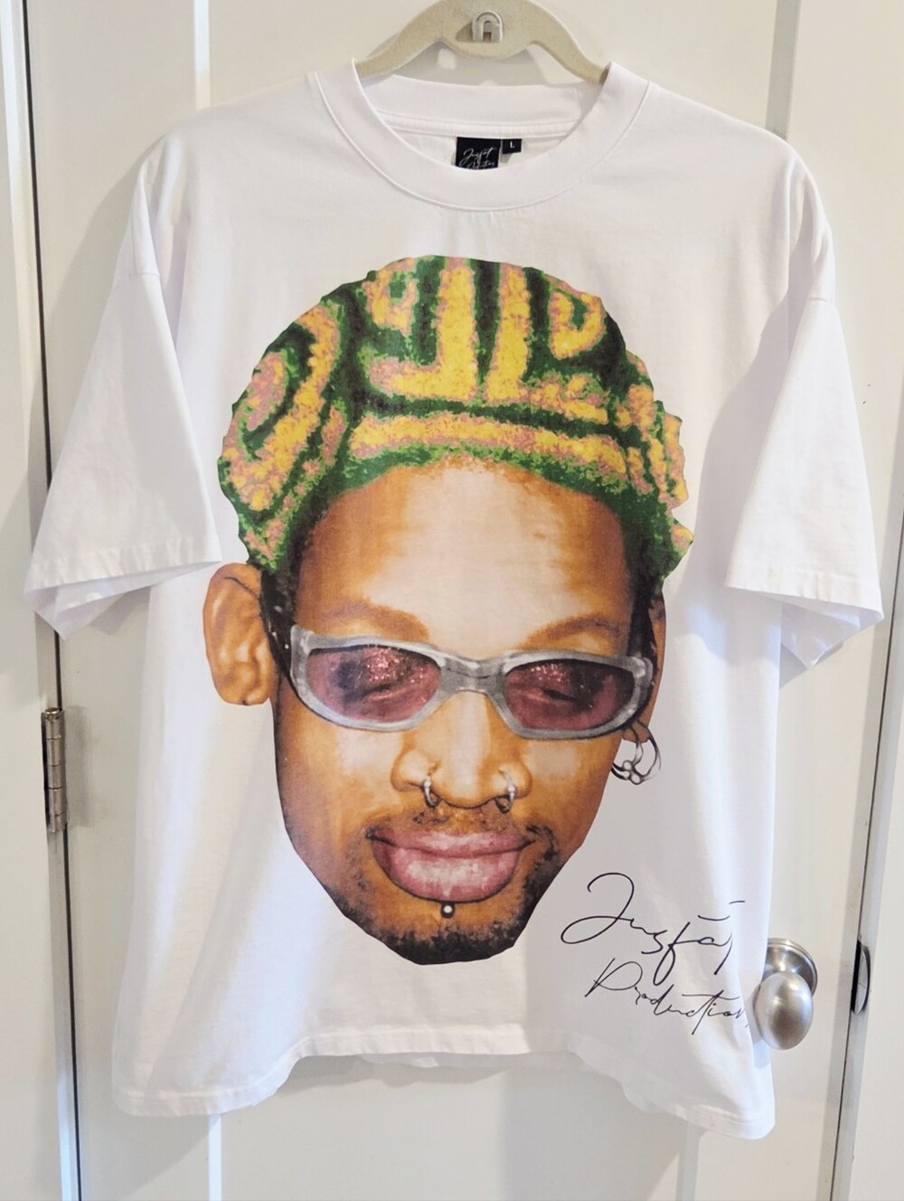 Retro Jusfat Productions Dennis Rodman T-Shirt Size Large - Excellent Condition